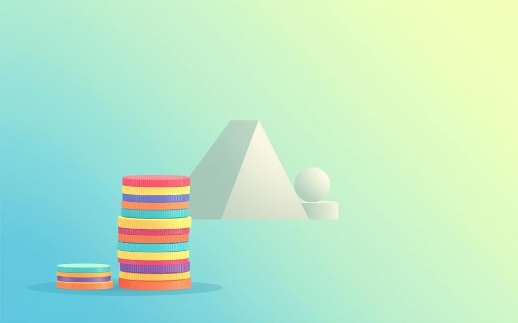 A serene and minimalist illustration of the core concepts of financial education. In the foreground, a stack of colorful coins representing different financial assets and instruments. In the middle ground, abstract geometric shapes in muted tones symbolizing the fundamental principles of budgeting, saving, and investing. In the background, a soft gradient of blues and greens, evoking a sense of balance and harmony. The overall composition conveys a clean, modern aesthetic suitable for educational materials, with a focus on simplicity and clarity of the central financial education themes.