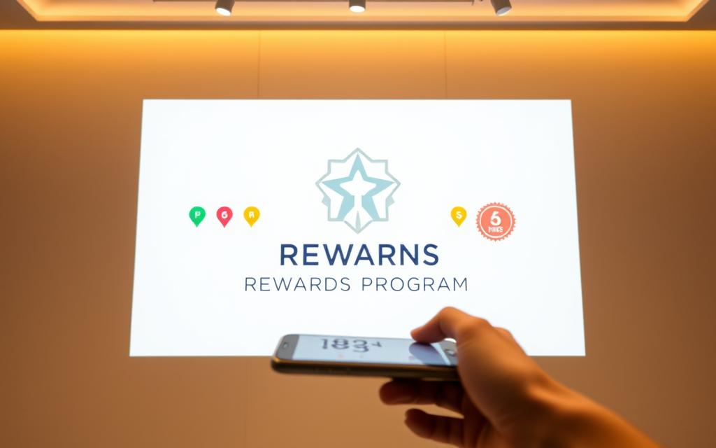 A sleek, minimalist interface showcasing the Shein Rewards Program. A stylized logo in the center, flanked by colorful points and badges. Warm lighting creates a welcoming ambiance, while clean lines and a crisp, white background emphasize the program's simplicity and user-friendly design. In the foreground, a hand hovers over a smartphone, highlighting the mobile-first experience. The overall impression conveys the value and benefits of the Shein Rewards Program to shoppers.